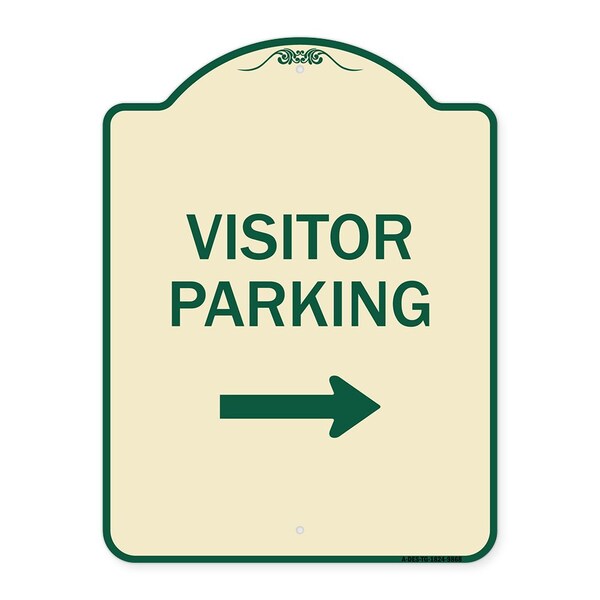 Designer Series-Visitor-parking Right, Tan & Green Heavy-Gauge Aluminum, 24" x 18", TG-1824-9868